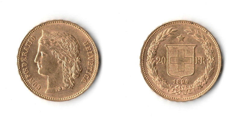 Svizzera, 20 Franchi 1894 FDC